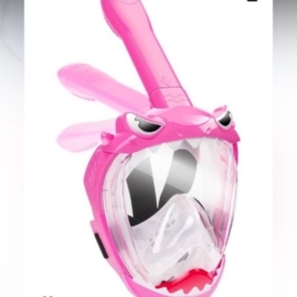 Pink Full-Face Snorkel Mask with Cartoon Eyes